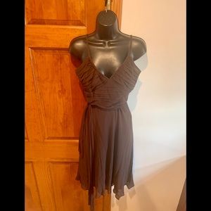 BCBGMAXAZRIA Dark Brown Knotted Spaghetti Straps Silk slip Night Out Dress